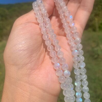 Perles en labradorite blanche  entre 4 et 10mm LBQ - 10mm (Sur commande)