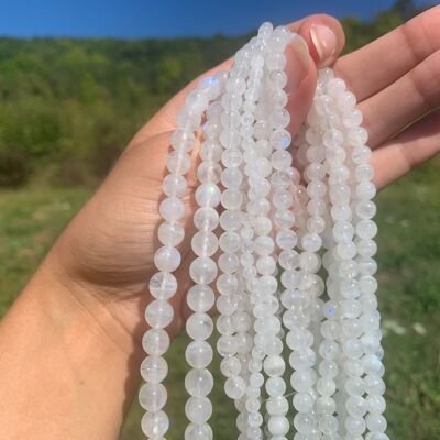 Perles en labradorite blanche  entre 4 et 10mm LBT - 10mm (Sur commande)