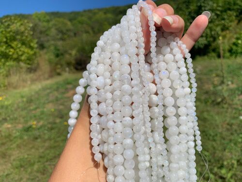 Perles en labradorite blanche entre 4 et 10mm LBD - 10mm