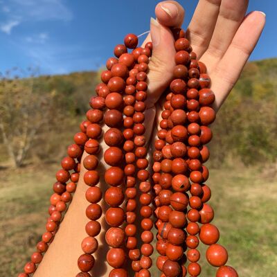 Perles en jaspe rouge entre 4 et 10mm - 6mm