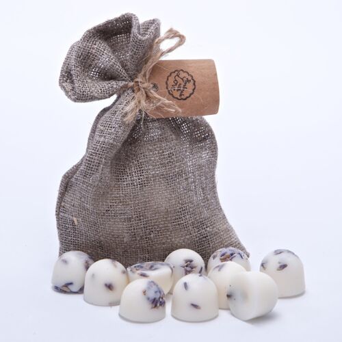 Lavender Scented Natural Wax Melts in Grey Linen Bag of 10 each