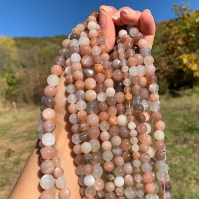Perles en pierre de lune multicolore entre 6 et 10mm - 6mm
