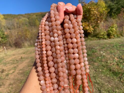 Perles en pierre de lune pêche entre 4 et 10mm - 4mm