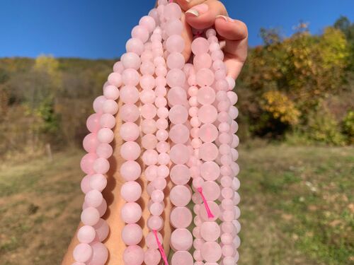 Perles en quartz rose mate entre 4 et 12mm - 4mm