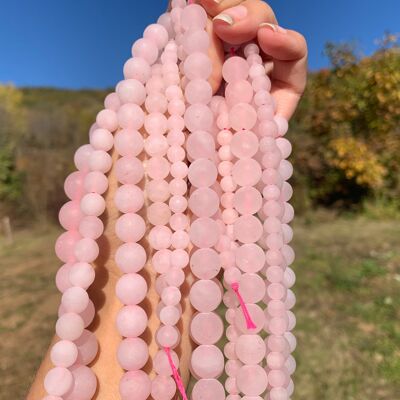 Perles en quartz rose mate entre 4 et 12mm - 4mm
