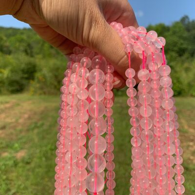 Perles en quartz rose transparentes entre 4 et 12mm - 4mm