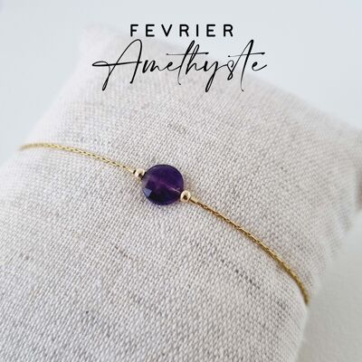 Bracelet pierre de naissance du mois de Février : Améthyste