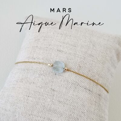 Bracelet pierre de naissance du mois de Mars : Aigue-Marine
