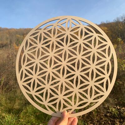 Fleurs de vie ronde en bois - 45cm sur commande