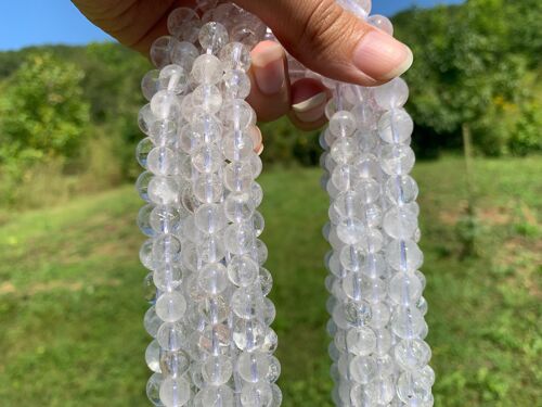 Perles en cristal de roche très inclus entre 6 et 10mm - 8mm