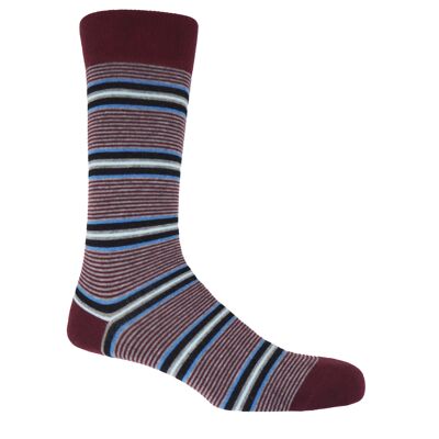 Multistripe Men's Socks - Burgundy