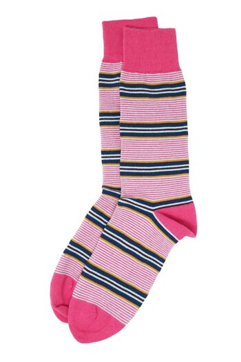 Chaussettes homme multirayures - Rose 3