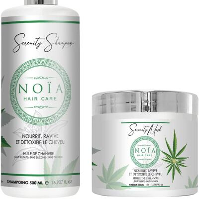 PACK DUO SERENITY SHAMPOING 500ML + MASQUE 500ML HUILE DE CHANVRE