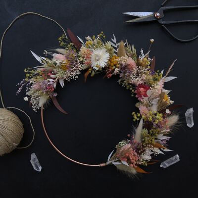 Wall Wreath of Dried Flowers Country Decoration 24 cm in diameter
