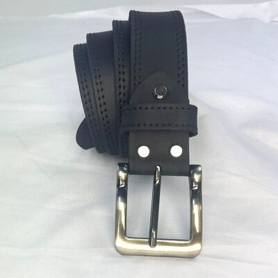Cinturón de piel "Cuoio di Bufalo" - NUBACK Negro Asfalto