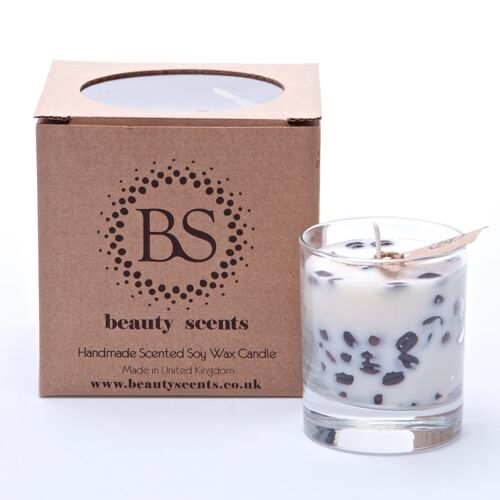 Small Chocolate & Mint Scented Soy Candle With Coffee Beans In Glass Container box of 6