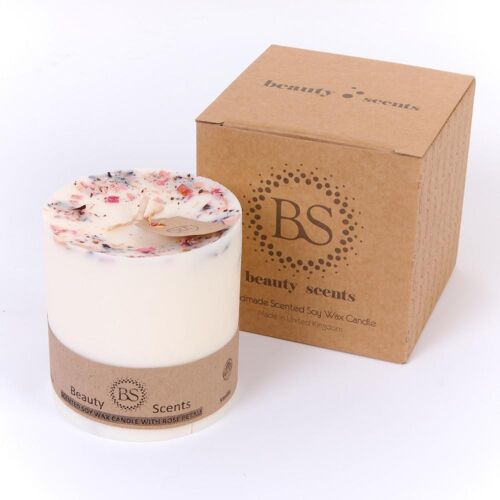 Large Lavender Scented Soy Candle With Rose Petals box of 6