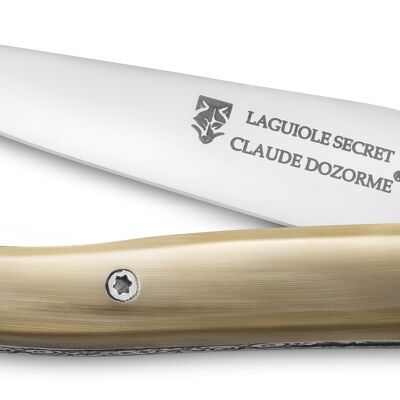 Laguiole Secret pocket knife with clear horn tip