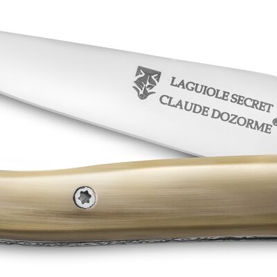 Coltello tascabile Laguiole Secret con punta in corno trasparente clear