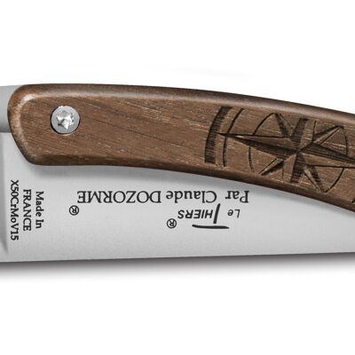 Liner Nature pocket knife walnut handle Compass