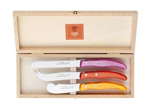 Coffret bois 3P petit-déjeuner berlingot panaché rouge-orange