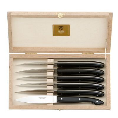 Caja de 6 cuchillos de carne Capucin mango resina negra