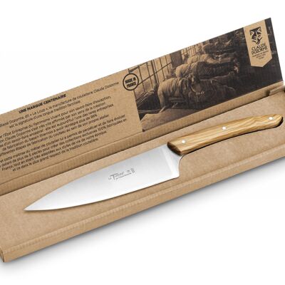 Coltello Santoku manico in legno di olivo SENZA favi