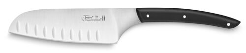 Couteau Santoku lame alvéolée manche noir mat