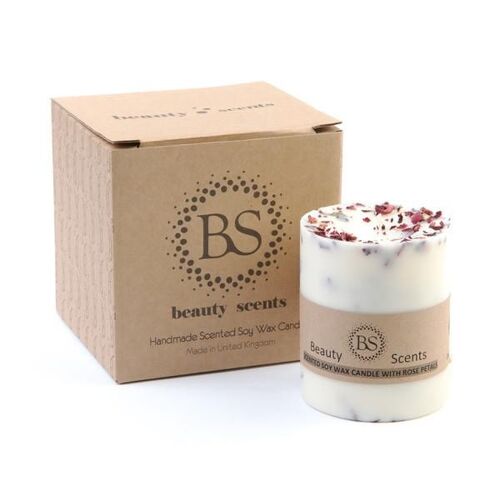Medium Jasmine Scented Soy Candle With Rose Petals box of 6