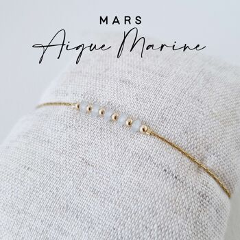 Bracelet pierre de naissance du mois de Mars : Aigue-Marine 1