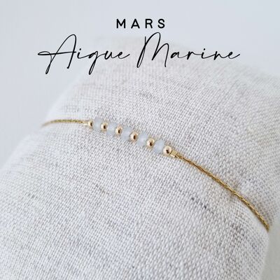 Bracelet pierre de naissance du mois de Mars : Aigue-Marine