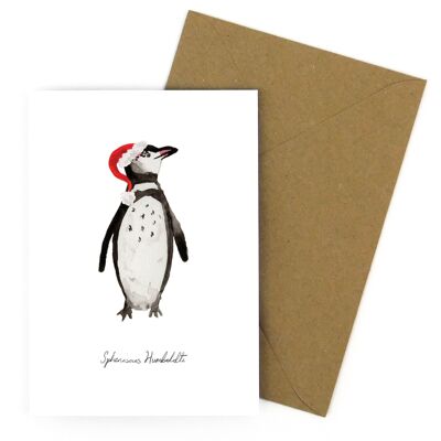 Cartolina d'auguri di Natale del pinguino di Humboldt