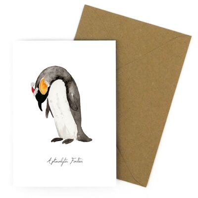 Carte de vœux de Noël pingouin empereur