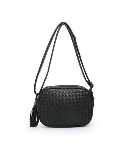 Womens Knitting knot Crossbody bag Vegan PU Shoulder Bag --HF85387 black