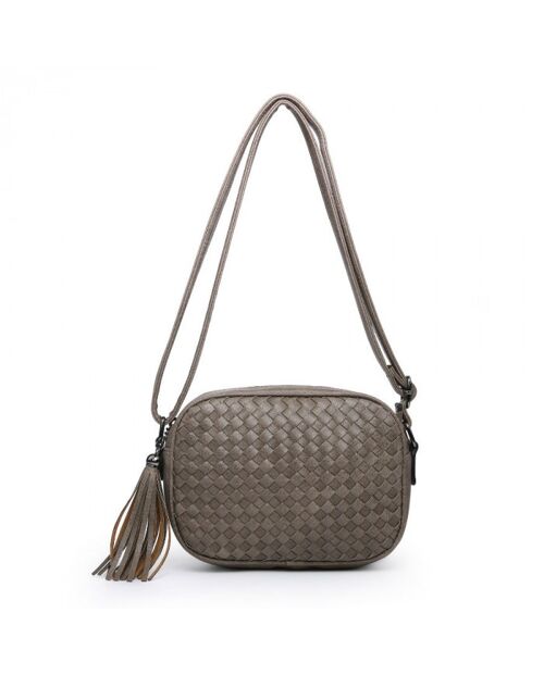 Womens Knitting knot Crossbody bag Vegan PU Shoulder Bag --HF85387 taupe