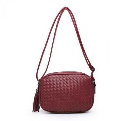 Womens Knitting knot Crossbody bag Vegan PU Shoulder Bag --HF85387 red