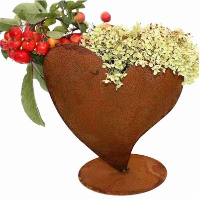 Floraison | Coeur rouille à planter 23 cm | Déco de mariage vintage