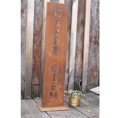 Carpe Diem patina stand | 71cm | Decorative metal sign