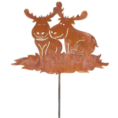 Navidad | Alces decorativos | Figura de estaca de jardín en pátina.