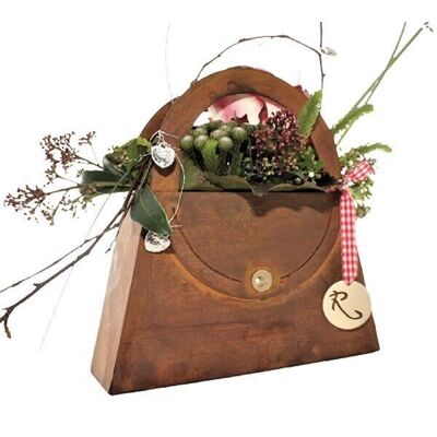 Decorative bag for planting and decorating | 41cm x 41cm | patina catwalk look | metal planter