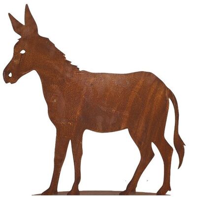 Figura decorativa de metal burro | 27cm x 30cm | Figuras de animales de decoración de jardín de pátina