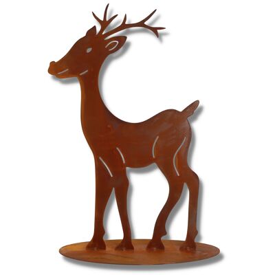 Noël | Décoration de Noël patine renne | 40 cm x 26 cm | Figurine métal vintage cerf