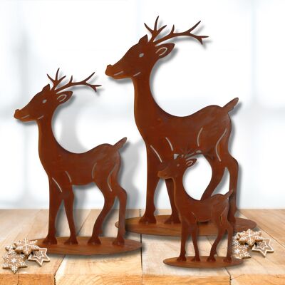 Figurina di renna ruggine di Natale | in un insieme | Cervo con decorazione in metallo