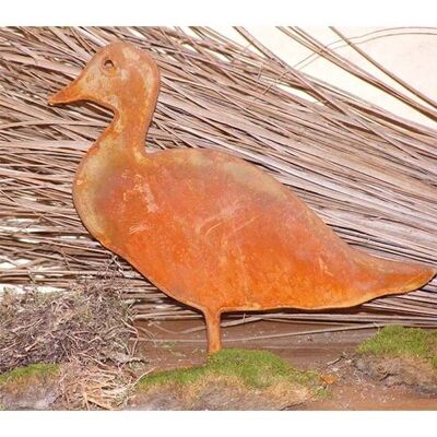 Rostige Deko Ente auf Bodenplatte | Größe S |  Edelrost Metalldeko