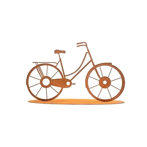Metalldeko Fahrrad im Edelrost Design | auf Bodenplatte