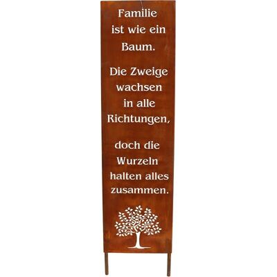 Rust Garden Sign Famille | 55cm | coller | Plaques de jardin décoratives patinées