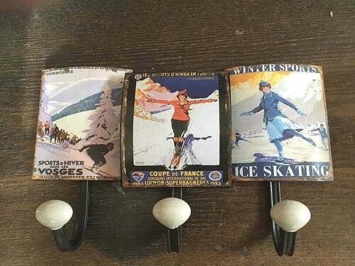 3-er Garderoben Hakenleiste "Wintersport Ice Skating Ski"