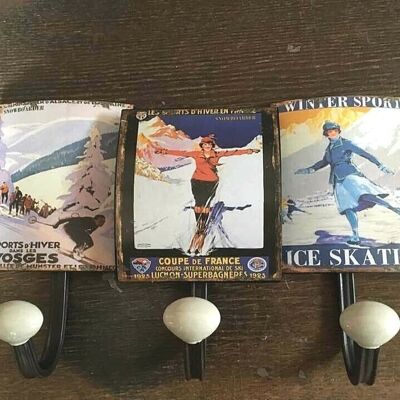 3-er Garderoben Hakenleiste "Wintersport Ice Skating Ski"