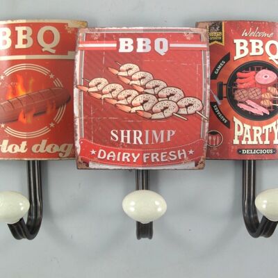 3 wall hooks Welcome to BBQ 34x21x7 cm