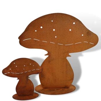 Rusty Deco Champignons Lot de 2 | 15cm et 30cm | Décorations d'automne en métal pour la maison et le jardin 1